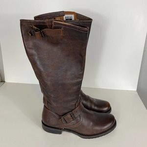 Frye Veronica Slouch Tall Buckle Leather Boots Size 8